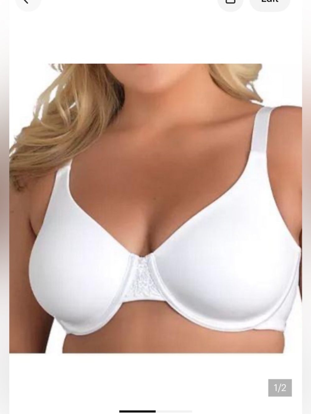 NWT Vanity Fair White smoothing minimizes Bra with Plunging Neckline